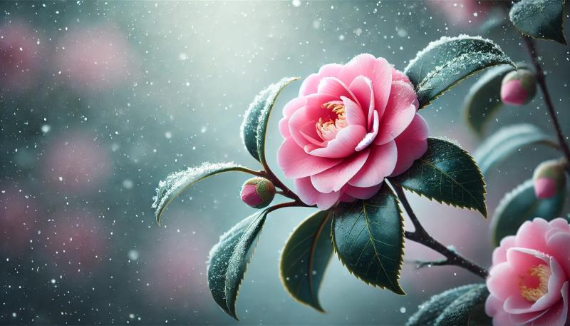ピンクの山茶花