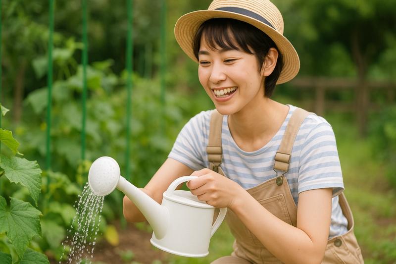 きゅうりの水やりと葉の黄化