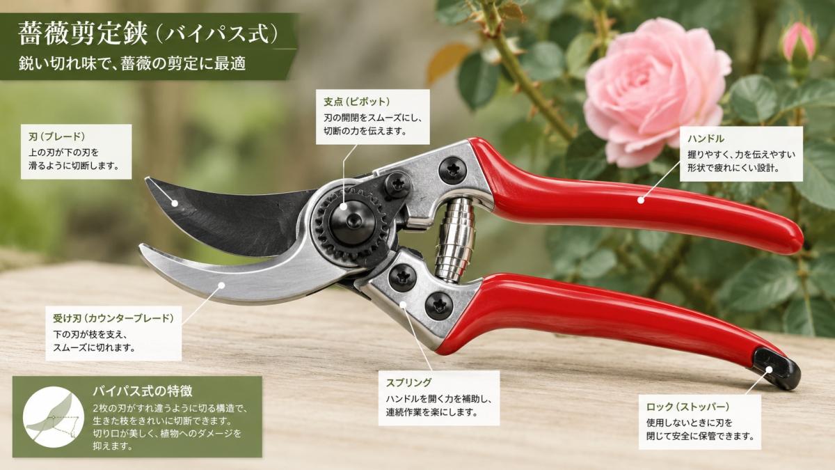 バイパス式剪定ばさみの仕組み