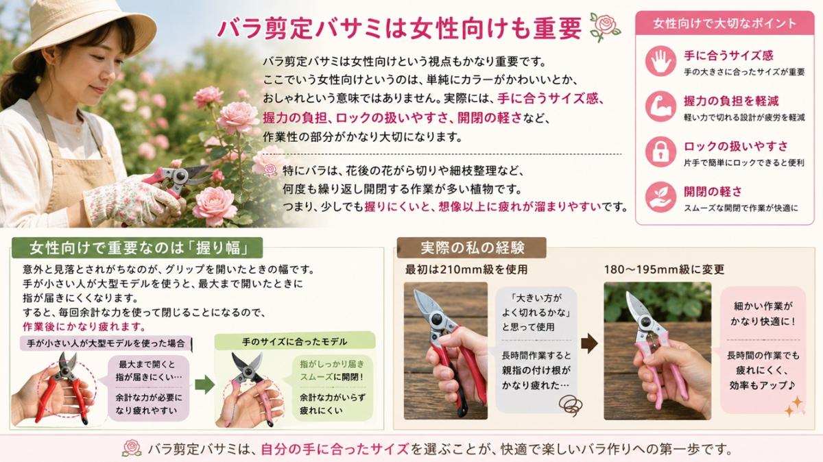手の大きさに合う剪定ばさみを選ぶ様子