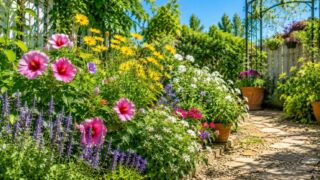 夏の庭を楽しむ花たち